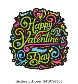 Happy Valentines Day typography art illustration