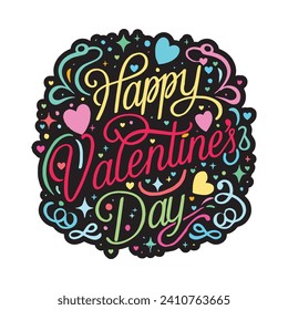 Happy Valentines Day typography art illustration