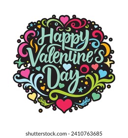 Happy Valentines Day typography art illustration