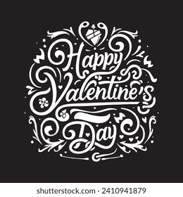 Happy Valentines Day typography art illustration