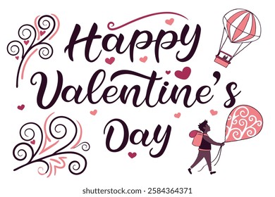 Happy Valentine's Day Typography Artistic Text Phrases Design