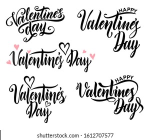 Happy Valentine's Day сard. Typography background vector illustration. Valentine hand lettering text isolated on white background. For greeting cards, print design. 