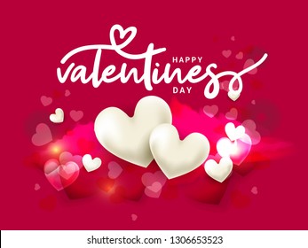 Happy Valentine's Day typography design with heart pattern elements. poster and banner.