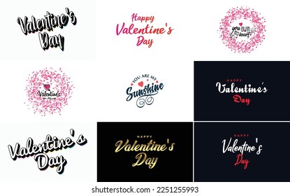 Happy Valentine's Day typography design with a heart-shaped balloon and a gradient color scheme