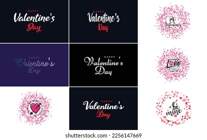 Feliz diseño tipográfico del Día de San Valentín con una corona en forma de corazón y un esquema de color gradiente