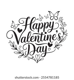 Happy valentine's day typography design, valentine's day t shirt design vector art