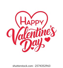 happy valentines day typography design on white background.