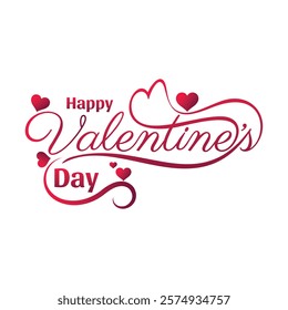 Happy Valentines Day typography design with calligraphy text and hearts, Vector illustration
