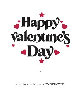 Happy Valentine's Day Typography Design on white background