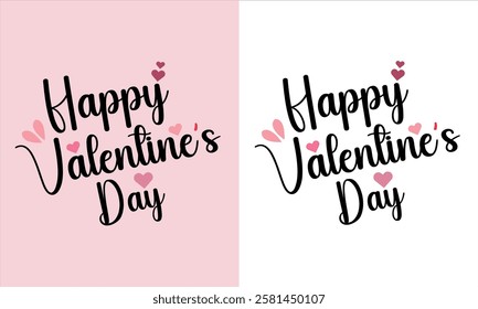  Happy Valentine's Day Typography design .Lettering  Colorful holiday banner.