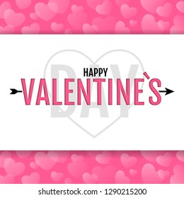 Happy valentines day typography greeting card design in modern style. Valentine background