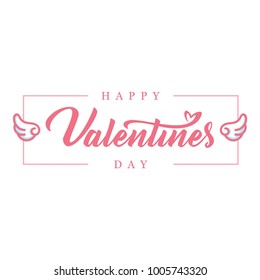 Happy Valentines Day typography with handwritten calligraphy text. Vector illustration.