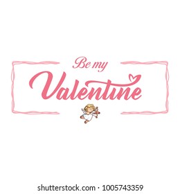 Happy Valentines Day typography with handwritten calligraphy text. Vector illustration.