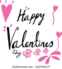 Happy Valentines Day typography handwritten calligraphy text, isolated on white background. Vector Illustration - Vector