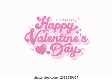 Happy Valentines Day typography with handwritten calligraphy text, isolated on white background. Vector Illustration