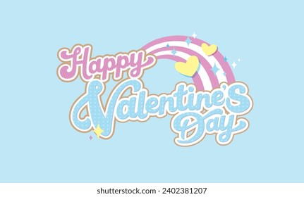 Happy Valentines Day typography with handwritten calligraphy text, isolated on white background. Vector Illustration