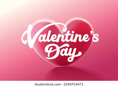 Happy Valentines Day typography with handwritten calligraphy text, isolated on pink background. Romantic Template design for celebrating valentine's Day on 14 February. Vector Illustration