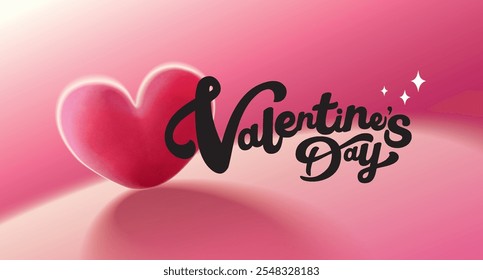 Happy Valentines Day typography with handwritten calligraphy text, isolated on pink background. Romantic Template design for celebrating valentine's Day on 14 February. Vector Illustration