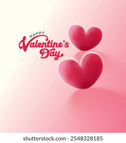 Happy Valentines Day typography with handwritten calligraphy text, isolated on pink background. Romantic Template design for celebrating valentine's Day on 14 February. Vector Illustration