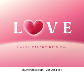 Happy Valentines Day typography with handwritten calligraphy text, isolated on pink background. Romantic Template design for celebrating valentine's Day on 14 February. Vector Illustration
