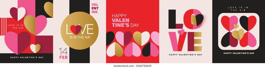 Happy Valentines Day typography with handwritten calligraphy text, isolated on pink background. Romantic Template design for celebrating valentine's Day on 14 February. Vector Illustration