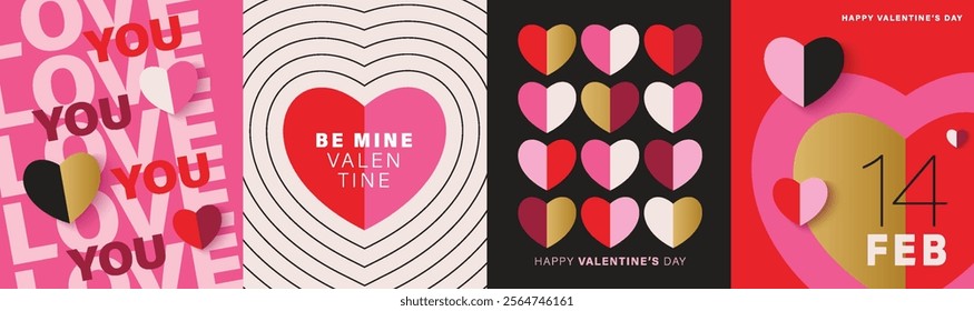 Happy Valentines Day typography with handwritten calligraphy text, isolated on pink background. Romantic Template design for celebrating valentine's Day on 14 February. Vector Illustration
