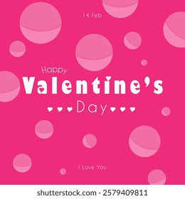 Happy Valentine's Day Typography with Heart on Light Pink Background – Romantic Vector Design