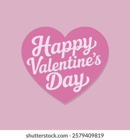 Happy Valentine's Day Typography with Heart on Light Pink Background – Romantic Vector Design