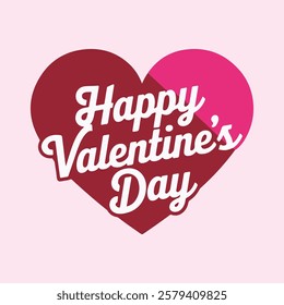 Happy Valentine's Day Typography with Heart on Light Pink Background – Romantic Vector Design