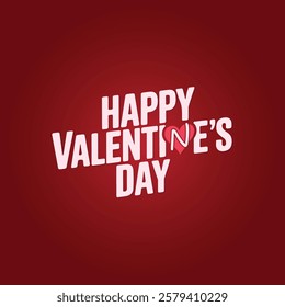 Happy Valentine's Day Typography with Heart on Red Background – Romantic Vector Design