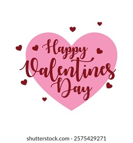 happy valentine's day typography with hearts, romantic card design