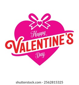 Happy Valentine's Day typography image vector design with a white background. Happy Valentine's Day text, lettering, and calligraphic vector design for greeting cards, banners, and posters.