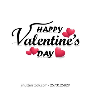 Happy Valentine's Day typography with isolated on white background, Valentine's day calligraphy, greeting cards, invitation, poster, banner, Vector illustration