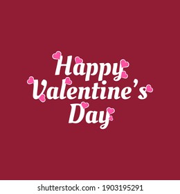 Happy valentine's day typography lettering of text and and red background. vector illustrtation