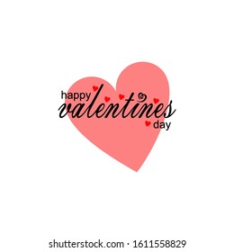Happy Valentine's Day Typography Letters isolated on a white background with a pink heart and vector illustration 