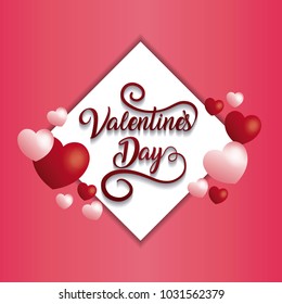 Happy Valentines Day typography on hearts decorated background 