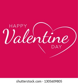 Happy Valentines Day typography on isolated red background. Vector Illustration