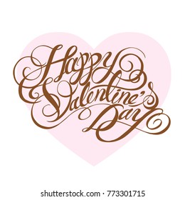 Happy Valentines Day typography on Pink Heart
