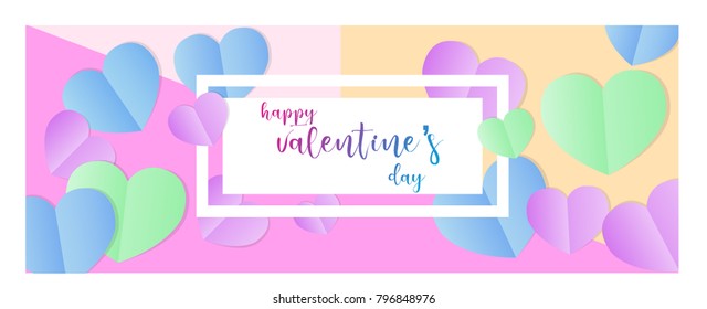 Happy Valentines Day typography postcard with handwritten text and beautiful hearts