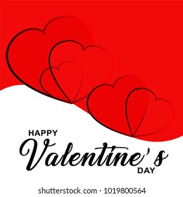 Happy Valentines Day typography poster with written calligraphy text and hearts. Vector Illustration. Good For Greeting Cards, Print Design. 