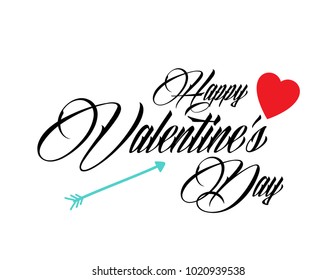 Happy Valentines Day typography poster with handwritten calligraphy text vector design for greeting cards and poster. isolated on white background. Design template celebration. Vector illustration.