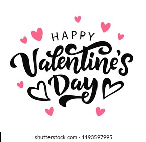 Happy Valentines Day typography poster with handwritten calligraphy text, isolated on white background. Vector Illustration