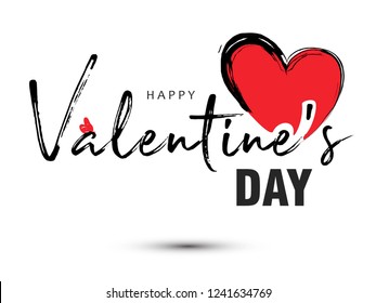 Happy Valentines Day typography poster with handwritten calligraphy text of happy valentines day, isolated on white background. Vector Illustration
