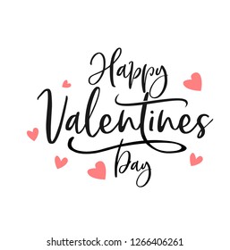 Happy Valentines Day typography poster with handwritten calligraphy text, isolated on white background. Vector Illustration - Vector