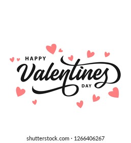 Happy Valentines Day Typography Poster With Handwritten Calligraphy Text, Isolated On White Background. Vector Illustration - Vector