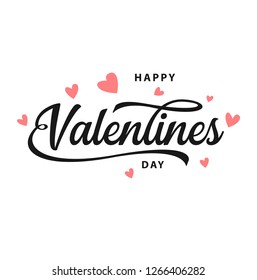 Happy Valentines Day typography poster with handwritten calligraphy text, isolated on white background. Vector Illustration - Vector