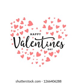 Happy Valentines Day typography poster with handwritten calligraphy text, isolated on white background. Vector Illustration - Vector