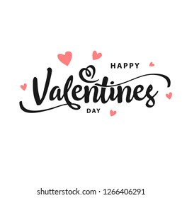 Happy Valentines Day typography poster with handwritten calligraphy text, isolated on white background. Vector Illustration - Vector