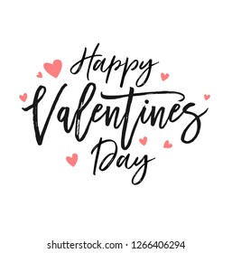 Happy Valentines Day typography poster with handwritten calligraphy text, isolated on white background. Vector Illustration - Vector