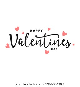 Feliz afiche tipográfico del Día de San Valentín con texto caligráfico escrito a mano, aislado en fondo blanco. Ilustración de vectores - Vector